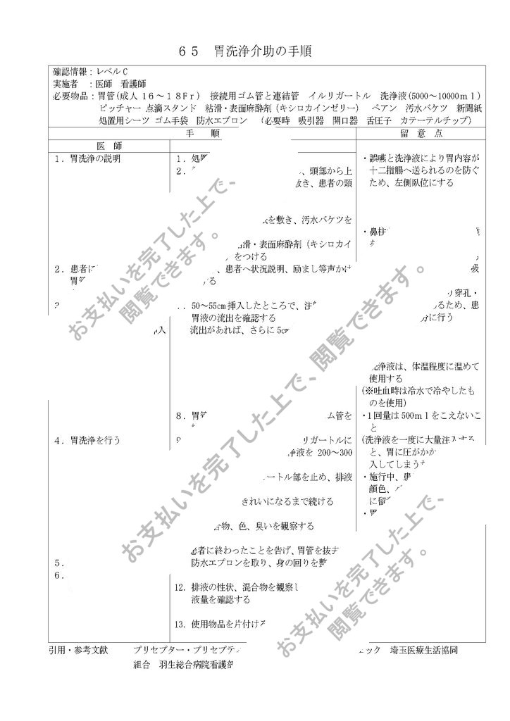 胃洗浄介助の手順