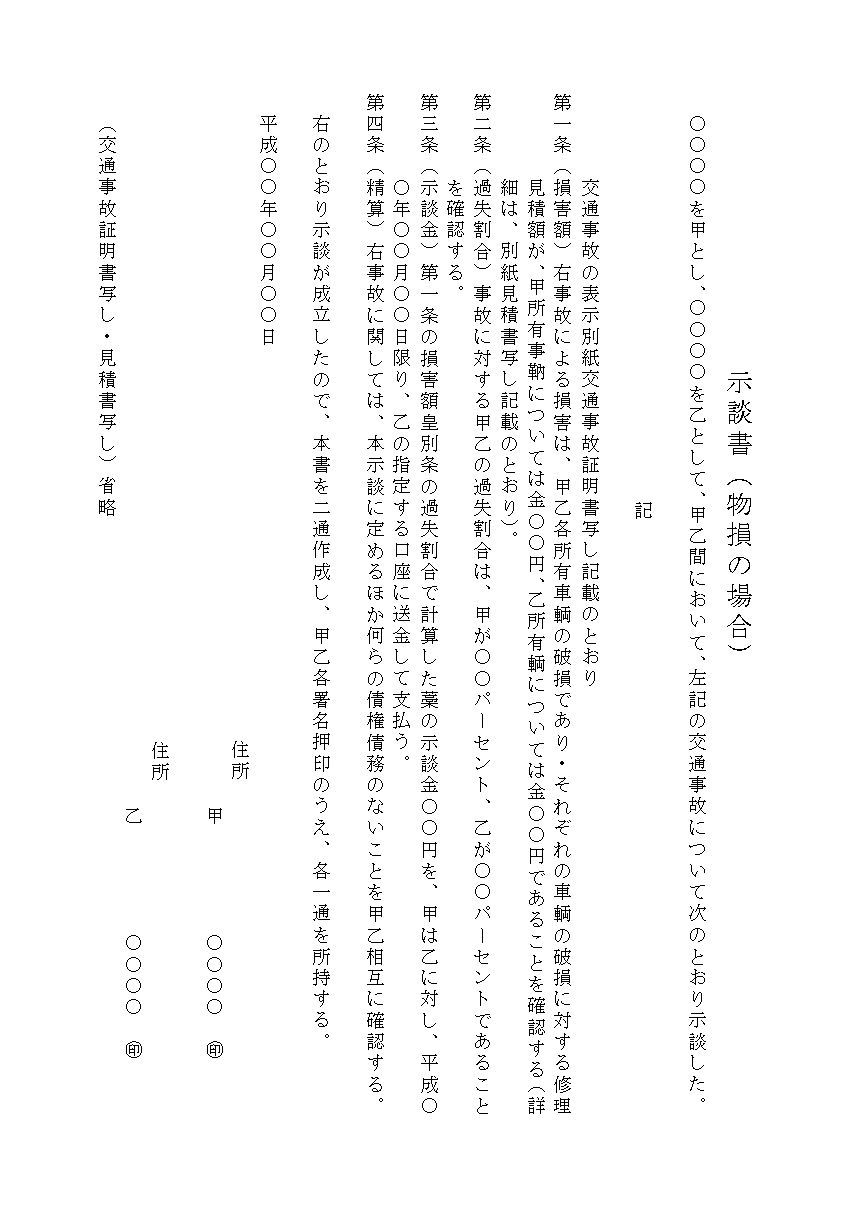 示談書 物損事故